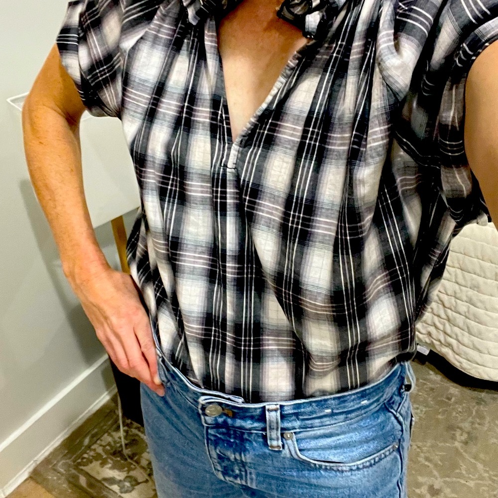 Plaid Ruffle Women's Blouse